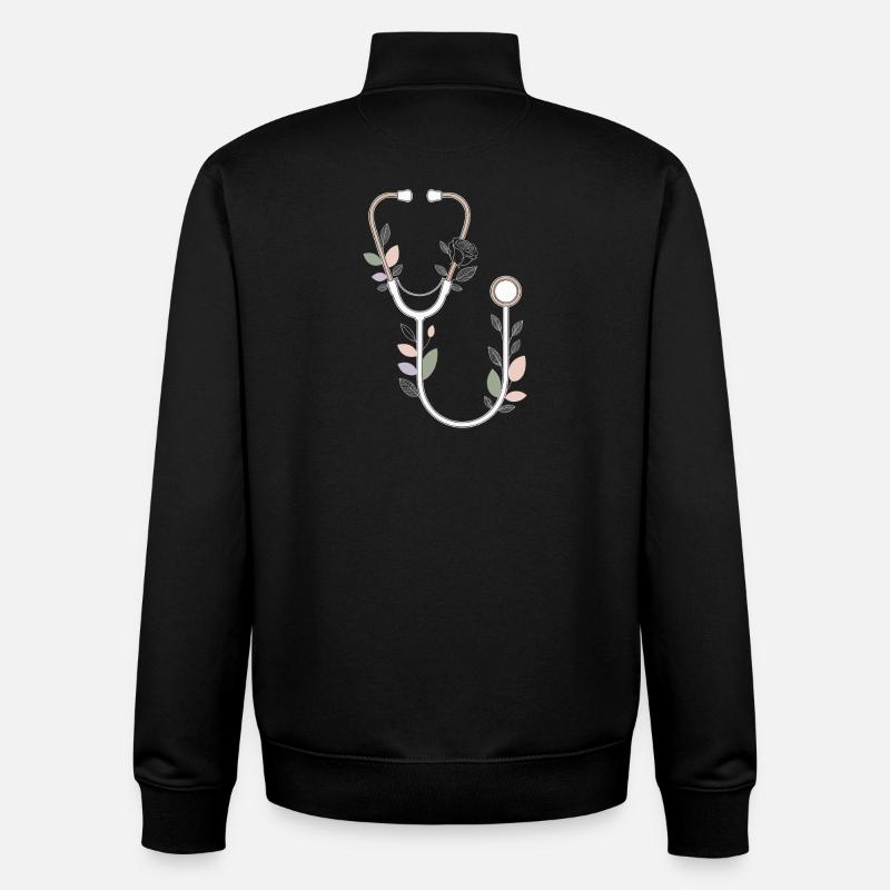 Conception de stéthoscope floral - Sweat zippé unisexe en coton bio Stanley/Stella - noir
