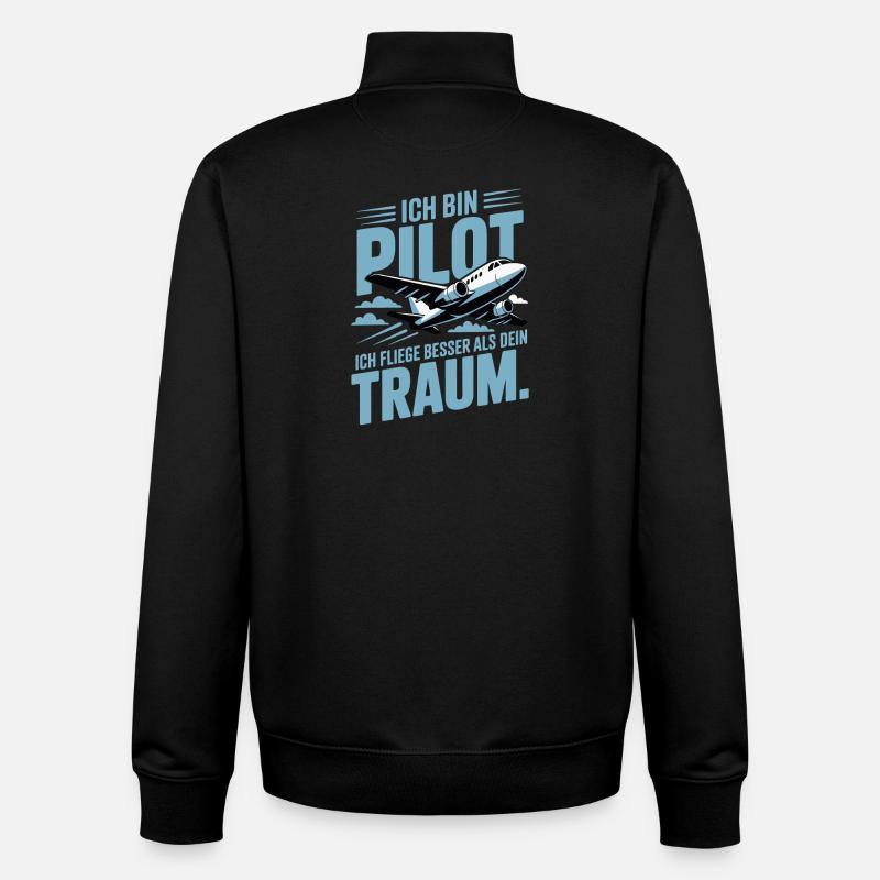 Idée cadeau pilote - Sweat zippé unisexe en coton bio Stanley/Stella - noir