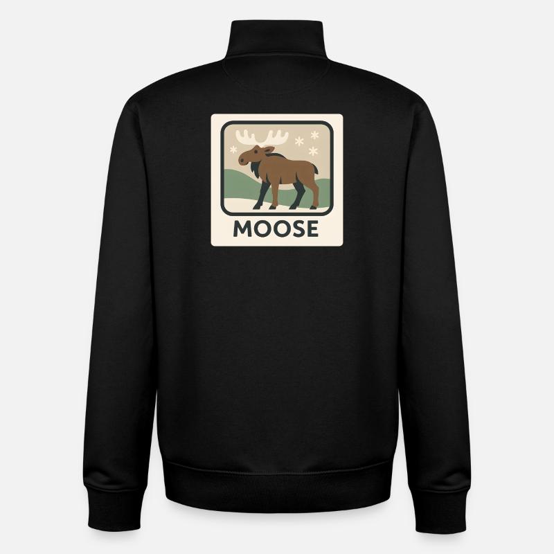 Skurrile Elch-Winterszene - Unisex Organic Zip Sweatshirt von Stanley/Stella - Schwarz