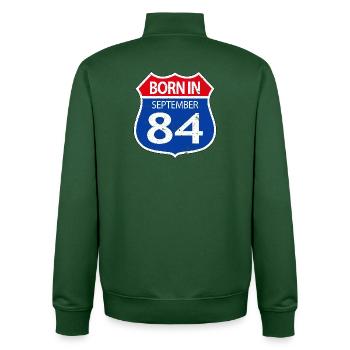 Born_in_September_84 - Sweat zippé unisexe en coton bio Stanley/Stella - vert bouteille - Dos - AI Model Male 185 dark (185cm)