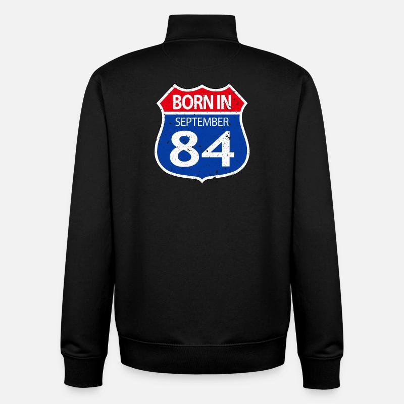 Born_in_September_84 - Unisex Organic Zip Sweatshirt von Stanley/Stella - Schwarz