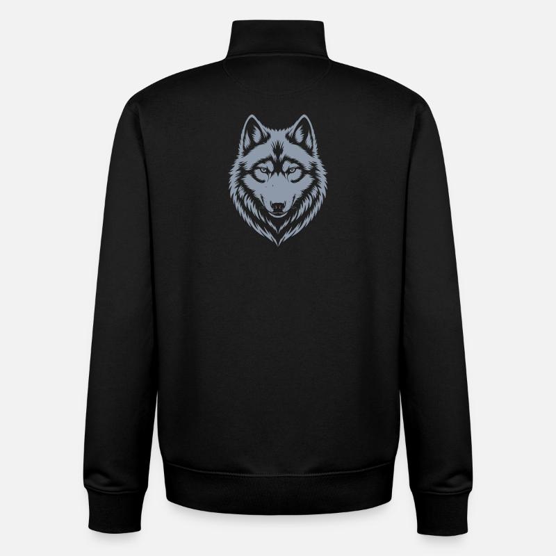 Majestic Wolf Emblem Design - Unisex Organic Zip Sweatshirt by Stanley/Stella - black