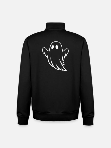 Whimsical Ghost Illustration for Halloween - Unisex Organic Zip Sweatshirt by Stanley/Stella - black