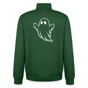 Whimsical Ghost Illustration for Halloween - Unisex Organic Zip Sweatshirt by Stanley/Stella - bottle green - Back - AI Model Male 185 dark (185cm)