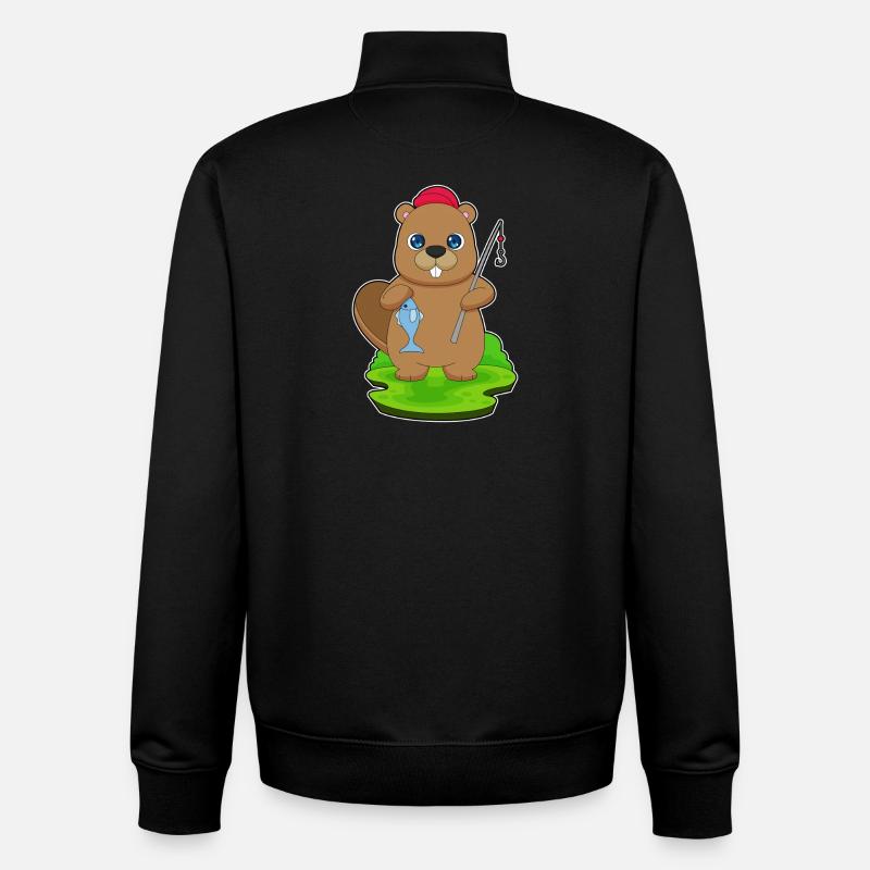 Pêche au castor - Sweat zippé unisexe en coton bio Stanley/Stella - noir