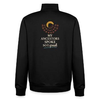 Indigenous Language Revitalization Native Speakers - Unisex Organic Zip Sweatshirt by Stanley/Stella - black - Back - AI Model Male 185 light (185cm)