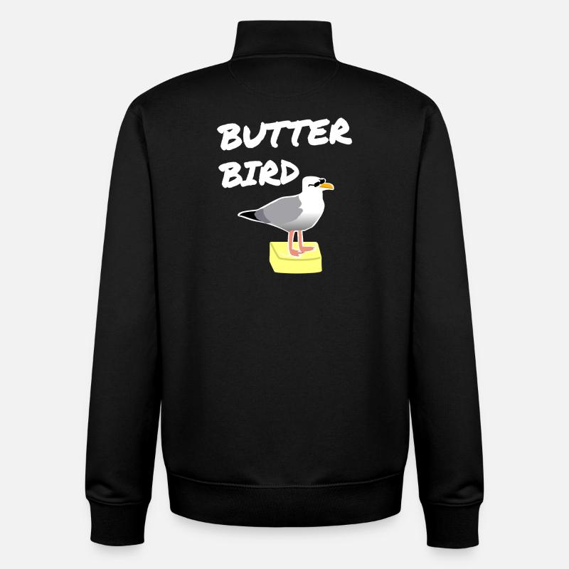 Imprimé Oiseau Beurre Mouettes - Sweat zippé unisexe en coton bio Stanley/Stella - noir