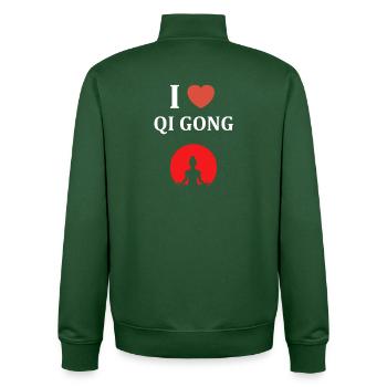Symbole de méditation qi gong - Sweat zippé unisexe en coton bio Stanley/Stella - vert bouteille - Dos - AI Model Male 185 dark (185cm)