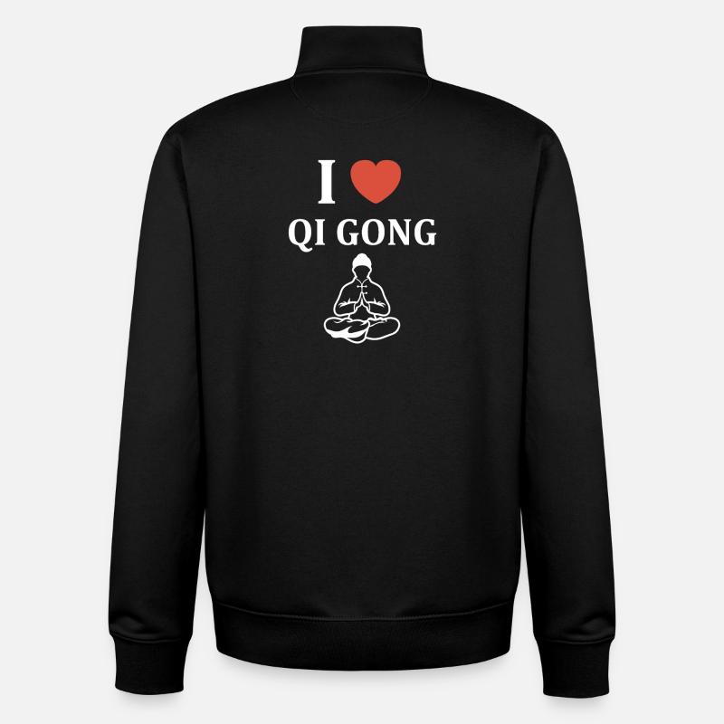 Cœur et Méditation Qi Gong - Sweat zippé unisexe en coton bio Stanley/Stella - noir