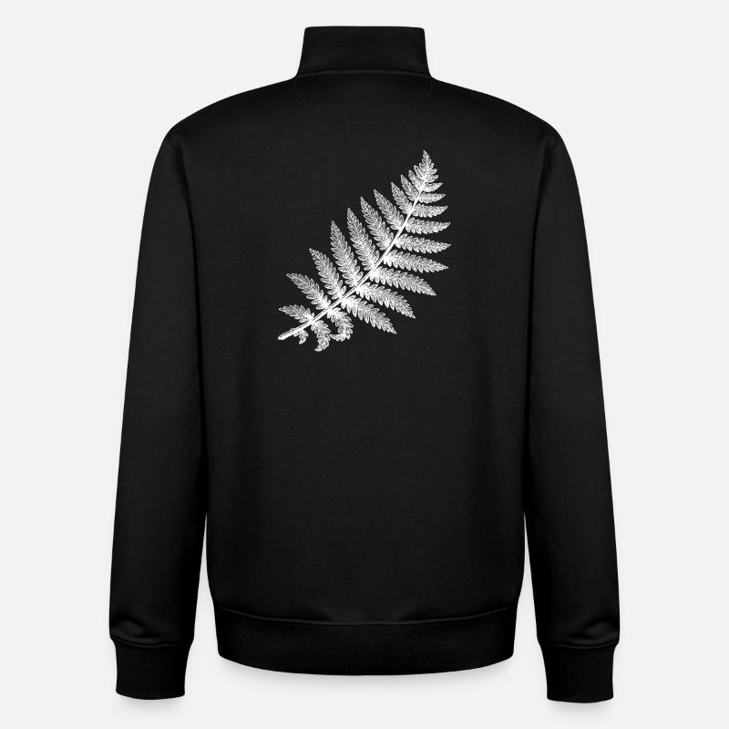 Fern leaf in white silhouette - Unisex Organic Zip Sweatshirt by Stanley/Stella - black