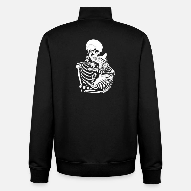 Skelett umarmt Katze - Unisex Organic Zip Sweatshirt von Stanley/Stella - Schwarz