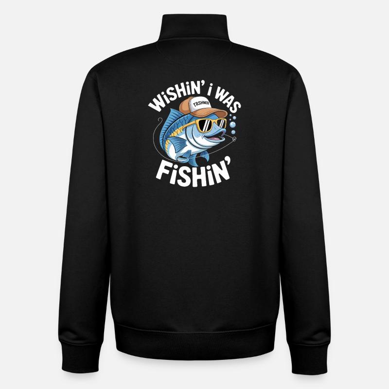 Humorvoller Fisch mit Surf-Accessoires - Unisex Organic Zip Sweatshirt von Stanley/Stella - Schwarz