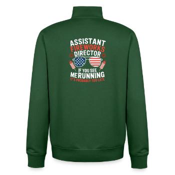 Funny Assistant Fireworks Director Memes 4th Of - Unisex Organic Zip Sweatshirt by Stanley/Stella - bottle green - Back - AI Model Male 185 dark (185cm)