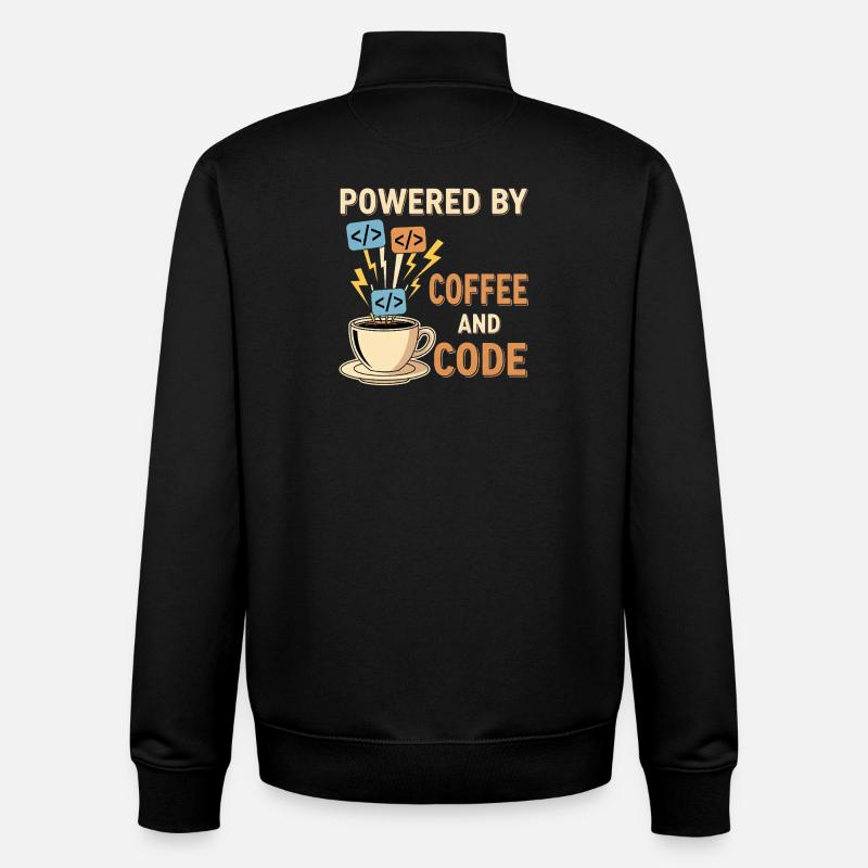 Programmer Coffee Motif Design - Unisex Organic Zip Sweatshirt by Stanley/Stella - black