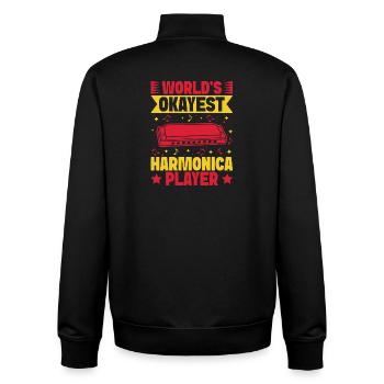 Funny Harmonica Player Okayest Harmonica - Unisex Organic Zip Sweatshirt von Stanley/Stella - Schwarz - Hinten - AI Model Male 185 light (185cm)