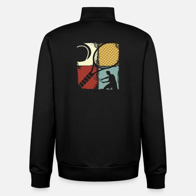 Silhouette de joueur de tennis rétro - Sweat zippé unisexe en coton bio Stanley/Stella - noir