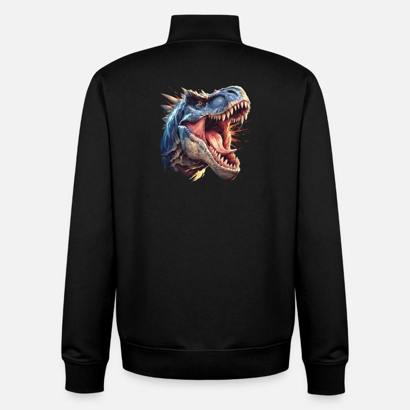 Dino Dinosaure Dinosaure - Sweat zippé unisexe en coton bio Stanley/Stella - noir