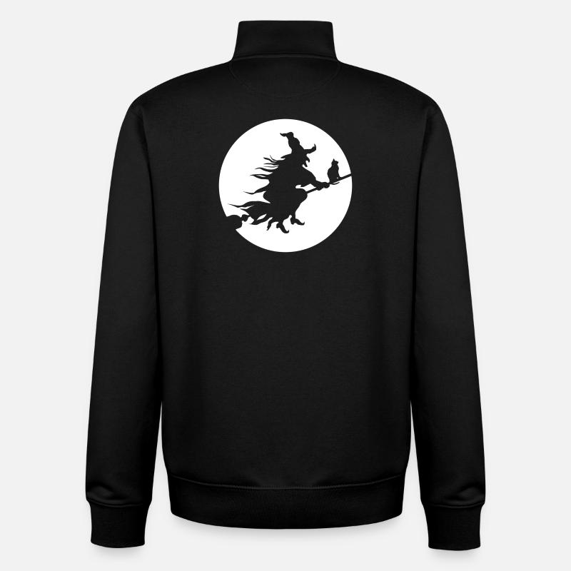 Sorcière Halloween - Sweat zippé unisexe en coton bio Stanley/Stella - noir