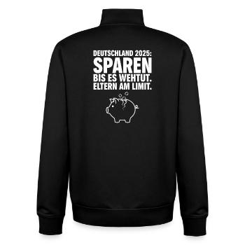 Sparen bis es wehtut - Unisex Organic Zip Sweatshirt von Stanley/Stella - Schwarz - Hinten - AI Model Male 185 light (185cm)