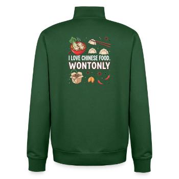 Expressive Chinese Food Love Design - Unisex Organic Zip Sweatshirt by Stanley/Stella - bottle green - Back - AI Model Male 185 dark (185cm)