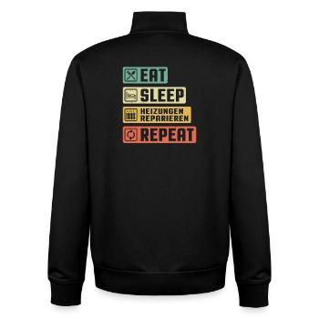 Chauffagiste Plombier Plombier de construction chauffage - Sweat zippé unisexe en coton bio Stanley/Stella - noir - Dos - AI Model Male 185 light (185cm)