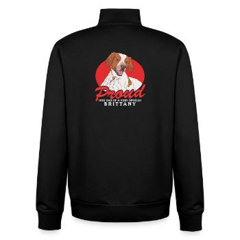 Brittany Dad Epagneul Breton Chien d’arrêt cadeau - Sweat zippé unisexe en coton bio Stanley/Stella - noir - Dos - AI Model Male 185 light (185cm)