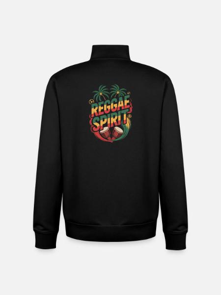Reggae Spirit Tropical Palm Djembe Drums - Unisex Organic Zip Sweatshirt by Stanley/Stella - black