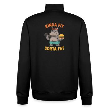 Kinda Fit Sorta Fat Funny Gym Cute Hippo Retro - Unisex Organic Zip Sweatshirt von Stanley/Stella - Schwarz - Hinten - AI Model Male 185 light (185cm)
