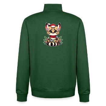 Weihnachten Lichterkette Serval Katze - Unisex Organic Zip Sweatshirt von Stanley/Stella - Flaschengrün - Hinten - AI Model Male 185 dark (185cm)