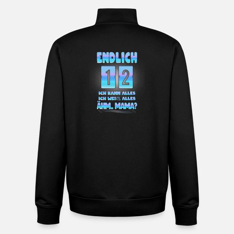Cadeau d'anniversaire pour 12 ans - Sweat zippé unisexe en coton bio Stanley/Stella - noir