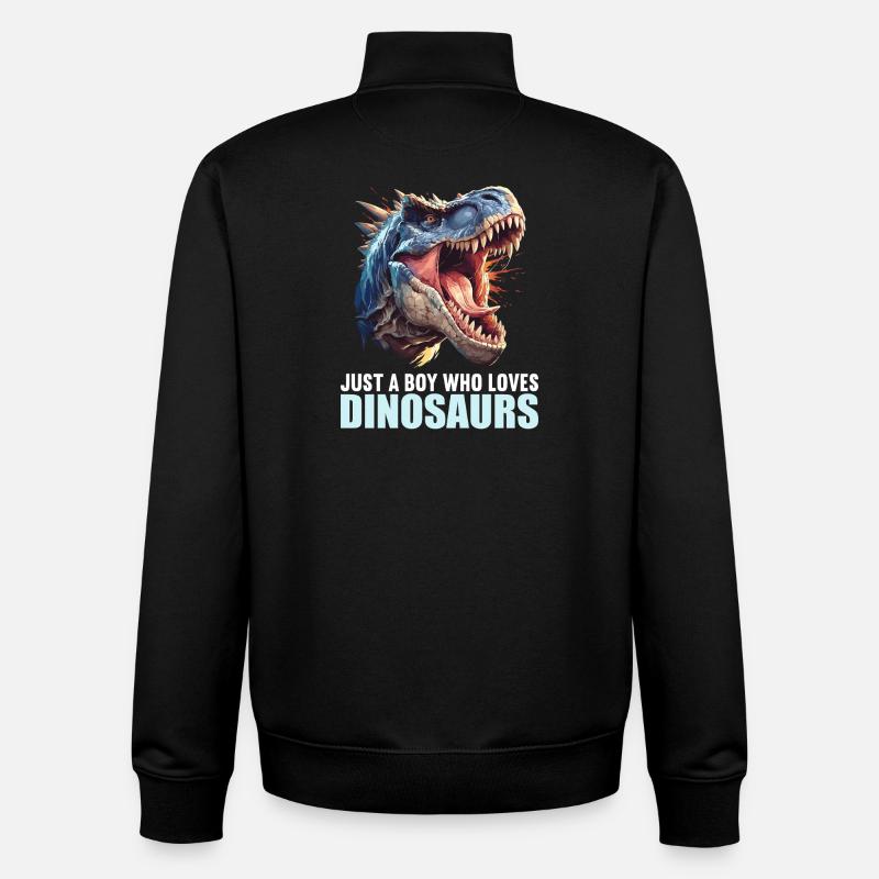 Dino Dinosaur Dinosaur - Unisex Organic Zip Sweatshirt by Stanley/Stella - black
