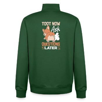 Public Fart Funny Inappropriate - Unisex Organic Zip Sweatshirt by Stanley/Stella - bottle green - Back - AI Model Male 185 dark (185cm)