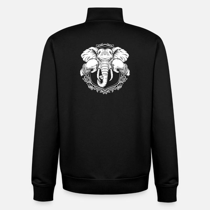 Éléphant boxeur - Sweat zippé unisexe en coton bio Stanley/Stella - noir