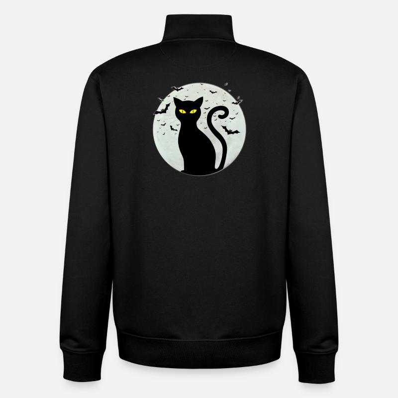 Black_cat-full_moon - Sweat zippé unisexe en coton bio Stanley/Stella - noir