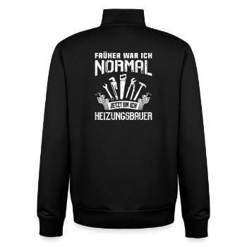 Chauffagiste Plombier Plombier de construction chauffage - Sweat zippé unisexe en coton bio Stanley/Stella - noir - Dos - AI Model Male 185 light (185cm)