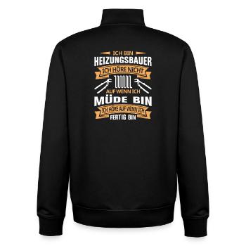 Chauffagiste Plombier Plombier de construction chauffage - Sweat zippé unisexe en coton bio Stanley/Stella - noir - Dos - AI Model Male 185 light (185cm)