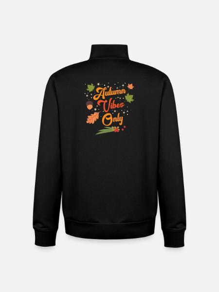 Autumn-Vibes-Only-Cozy-Fall-Leaves-Seasonal-Out - Unisex Organic Zip Sweatshirt by Stanley/Stella - black