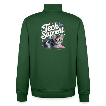 Support technique amusant, chat mignon, informatique ironique - Sweat zippé unisexe en coton bio Stanley/Stella - vert bouteille - Dos - AI Model Male 185 dark (185cm)