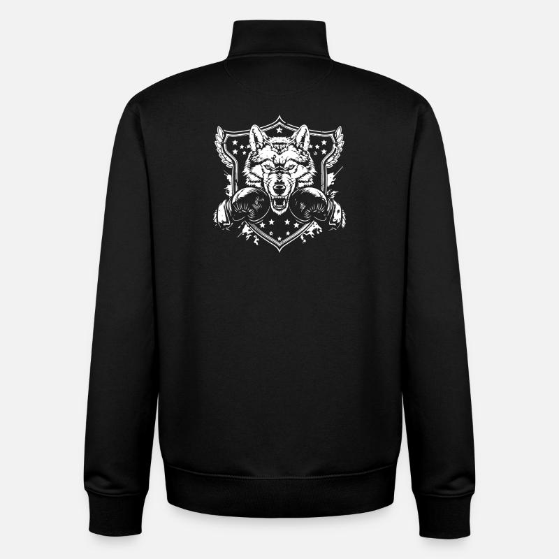 Boxer loup - Sweat zippé unisexe en coton bio Stanley/Stella - noir