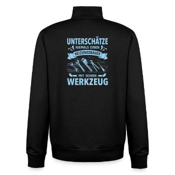 Chauffagiste Plombier Plombier de construction chauffage - Sweat zippé unisexe en coton bio Stanley/Stella - noir - Dos - AI Model Male 185 light (185cm)