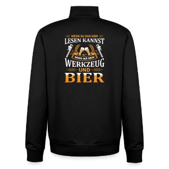Chauffagiste Plombier Plombier de construction chauffage - Sweat zippé unisexe en coton bio Stanley/Stella - noir - Dos - AI Model Male 185 light (185cm)