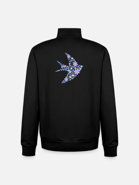 Nordisch Floral - Hellvioletter Vogel - Unisex Organic Zip Sweatshirt von Stanley/Stella - Schwarz