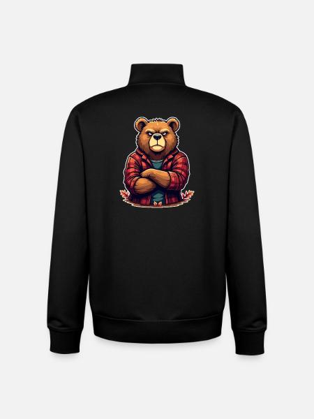 Bear in Plaid Flannel - Unisex Organic Zip Sweatshirt by Stanley/Stella - black
