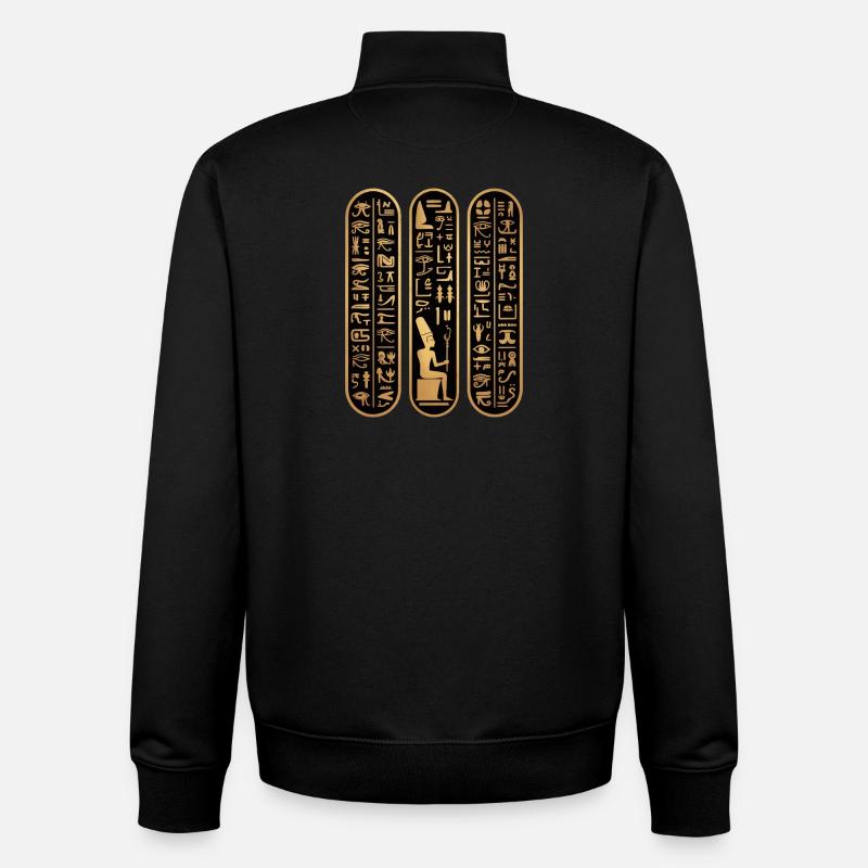 Hiéroglyphes égyptiens Pyramide d'Égypte - Sweat zippé unisexe en coton bio Stanley/Stella - noir