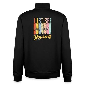 Inspirierende Selbstliebe Sonnenuntergang - Unisex Organic Zip Sweatshirt von Stanley/Stella - Schwarz - Hinten - AI Model Male 185 light (185cm)