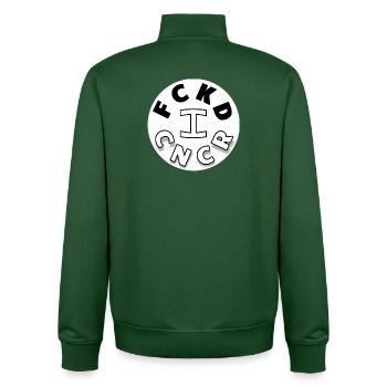 I FUCKED CANCER - Unisex Organic Zip Sweatshirt by Stanley/Stella - bottle green - Back - AI Model Male 185 dark (185cm)