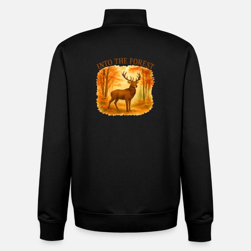 Dans la forêt – Cerf d'automne - Sweat zippé unisexe en coton bio Stanley/Stella - noir
