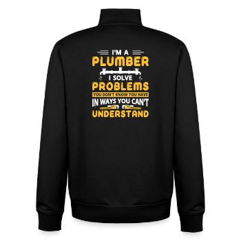 Chauffagiste Plombier Plombier de construction chauffage - Sweat zippé unisexe en coton bio Stanley/Stella - noir - Dos - AI Model Male 185 light (185cm)