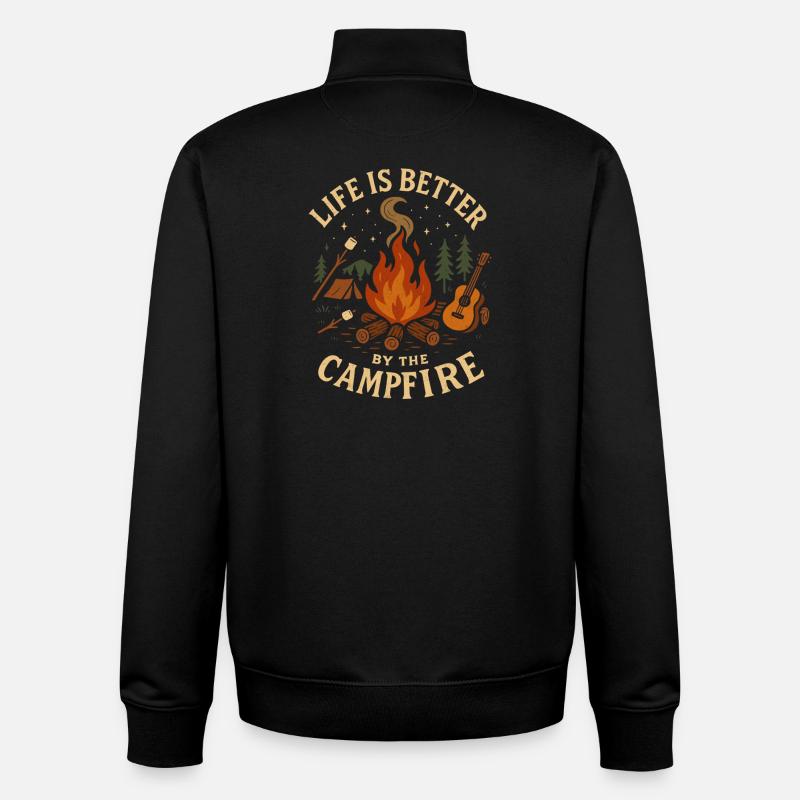 Life is better by the Campfire - Unisex Organic Zip Sweatshirt von Stanley/Stella - Schwarz