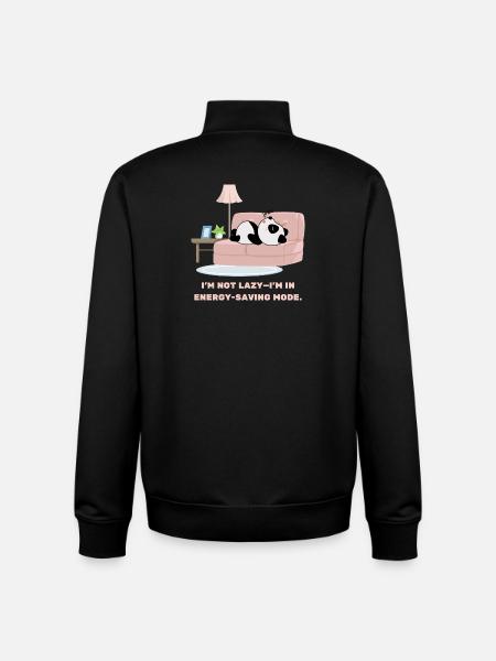 Jag är inte lat Design för dem som gillar att sova - Unisex sweatshirt med dragkedja i ekologisk bomull Stanley/Stella - svart